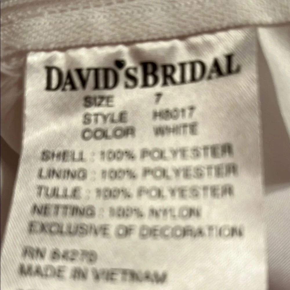 David's Bridal White Girls Embroidered Tulle Gown - Picture 11 of 13